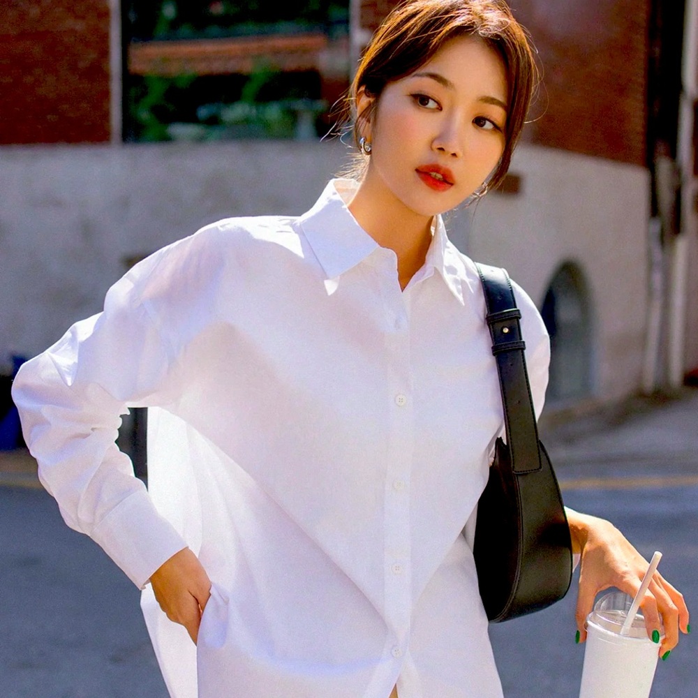 White Day Puff long sleeve dress shirt